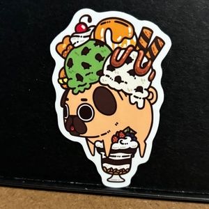 PUG ICE CREAM SUNDAE STICKER